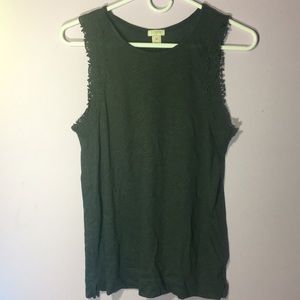 gray crochet sleeve tank top